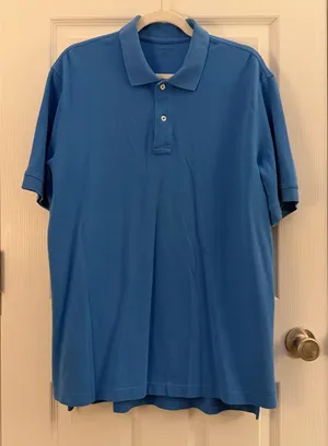 Lands' End Blue Cotton Polo Shirt Large thumbnail 1