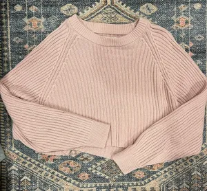 Aeropostale Pink Ribbed Knit Sweater thumbnail 1