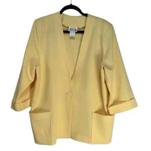 Frayne Womens Size 20 Light Yellow 3/4 Sleeve Blazer Jacket‎ Style 3465 thumbnail 2