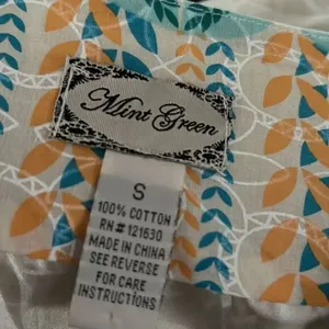 Mint Green Boho Eyelet A-Line Pleated Midi Skirt Teal Yellow Small thumbnail 6