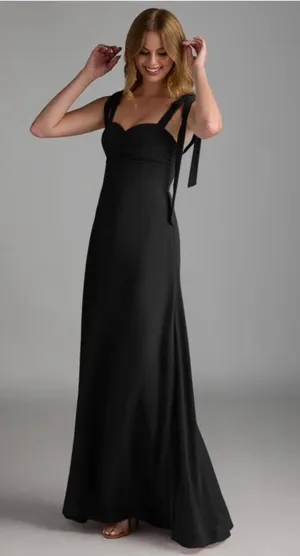 Azazie Lizet, Black A-line Sweetheart Neckline Chiffon Bridesmaid Dress, Size A8 thumbnail 1