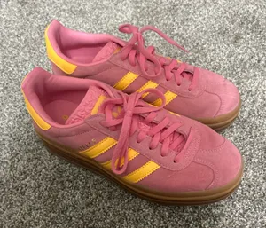 Pink and Yellow Adidas Gazelles thumbnail 1