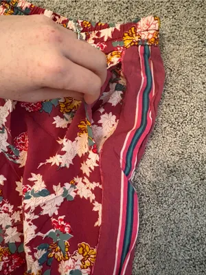 Anthropologie Maroon Floral Ankle Pants with Side Track Pant Stripe and Pockets thumbnail 2