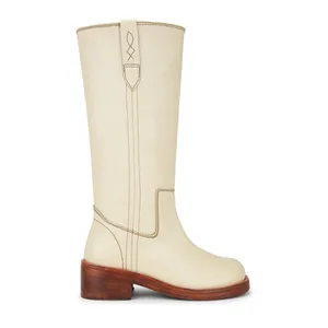Free people Blaze Parchment Leather Block Heel Knee Boots SZ 6 NEW thumbnail 3