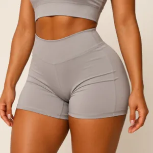 High Waisted Scrunch Workout Shorts Light Gray Booty Lift Activewear L NWT thumbnail 1