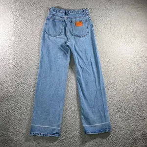 High Waist Straight Leg Jeans Women 25x28.5 Blue Retro Y2K Indie Released Hem thumbnail 2