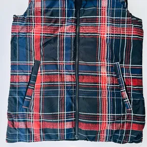 Lululemon The Fluffiest Vest Naval Blue Cypress Plaid Red Size 6 Reversible thumbnail 5