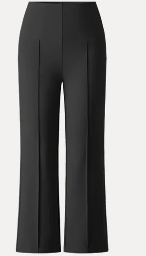OGL Black Straight-Leg Trousers High-Rise Stretchy Comfortable Workwear Small thumbnail 1