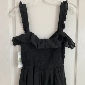 Wild Moss Womens Smocked Body‎ Mini Dress Black Floral Embroidered Ruffle L NWT thumbnail 9