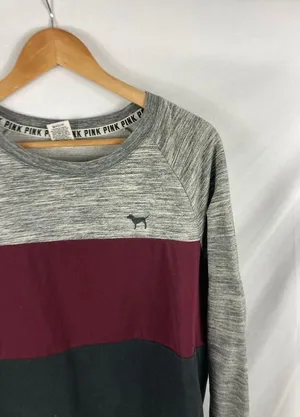 VS Pink Stripe Lightweight sweatshirt Size Medium thumbnail 2