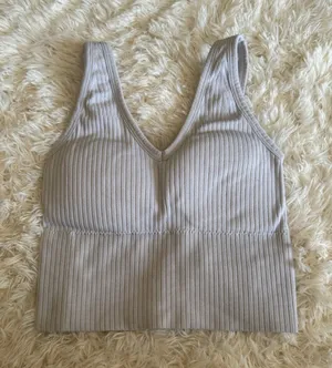Ribbed V-Neck Comfort Cropped Top - White (XS) thumbnail 1