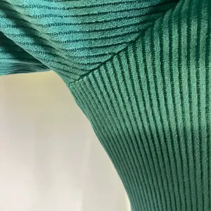 ModCloth Corduroy Ribbed Green Bodycon‎ Midi Dress Mock Neck Women's Size L thumbnail 6