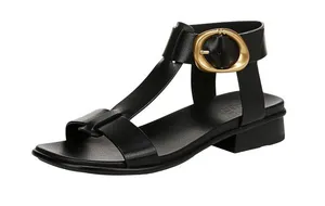 NWT Naturalizer Brandy Flat Sandal Buckle T-Strap J3367L1 Black Leather 9M thumbnail 1