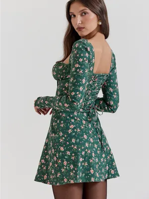House‎ of CB Malika Green Floral Corset Mini Dress Size S thumbnail 5