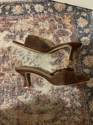 GUESS Brown Suede Buckle Slide Heels thumbnail 3