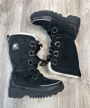 Sorel Torino II Tall Boots Waterproof Black Suede Faux Fur Womens Size 7‎ thumbnail 1