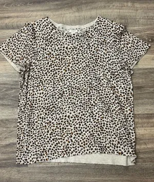 J. Crew Leopard Print Cotton Tee Shirt Women’s XL thumbnail 1