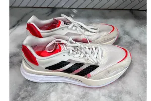 Adidas Adizero Boston 10 Women’s 9.5 White Black Solar Red Running Shoes FY4087 thumbnail 1