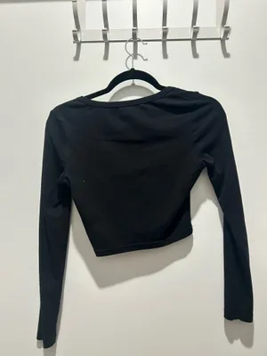 Long Sleeve Boat Neck Top Black thumbnail 2