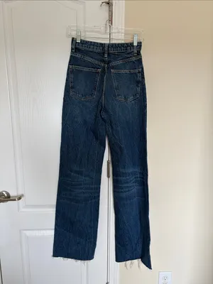 ZARA Wide Leg Distressed Jeans Size 2 dark wash thumbnail 9
