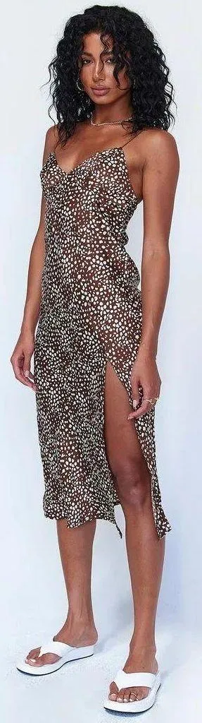 Princess Polly ALLOU MIDI DRESS BROWN 🐆 thumbnail 1