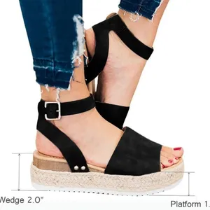 SheIn Womens Black Ankle Strap Espadrille Platform Sandals thumbnail 6
