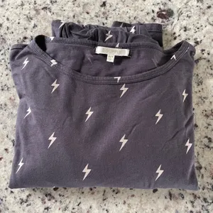 Z Supply Pajama Lounge Set Womens XS Grey Lightning Bolt Cotton Modal 2pc Jogger thumbnail 5
