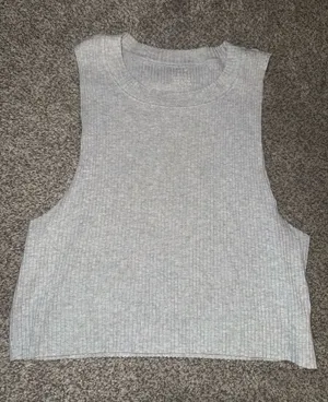 Aerie Women's Ribbed Crewneck Cropped Tank Top in Heather Gray thumbnail 1