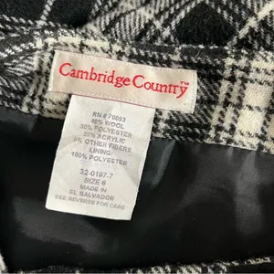 CAMBRIDGE COUNTRY Plaid Skirt Black White Wrap Fringe Edge Midi Size 6 VINTAGE thumbnail 7