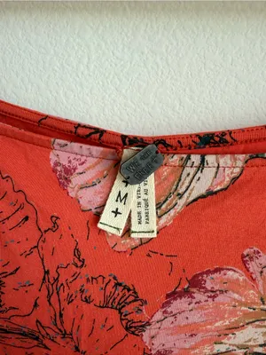 Free People We The Free Floral Bell Sleeve Top Red Boho Rayon Women's Medium thumbnail 4