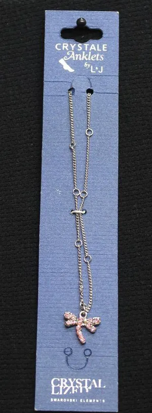 NWT Crystale by L & J Swarovski Crystal Anklet Silver Gray / Pink 8" + 1.5" thumbnail 1