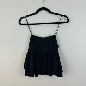 Urban Outfitters UO Olivia Black Tiered Ruffle Babydoll Cami Medium thumbnail 2