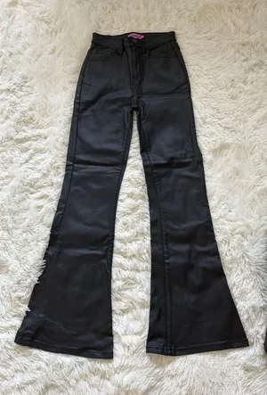 Edikted Leather Flare Pants Faux thumbnail 1