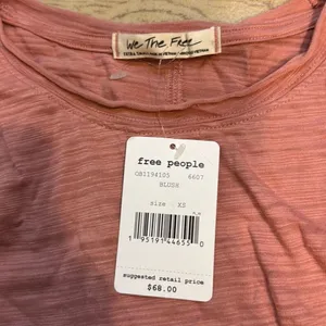Nwt Free People‎ Xs Natasha Puffed Shoulder Ruched Long Sleeve Top In Blush thumbnail 3