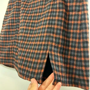 NWT LOFT Black and Orange Plaid A-Line Skirt thumbnail 8