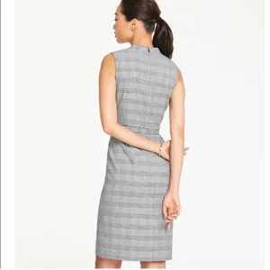 Ann Taylor Belted Sleeveless Dress in Glen Plaid 2 Petite thumbnail 3