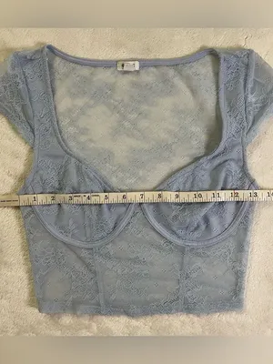 Garage Baby Blue Sheer Lace Crop Top size S thumbnail 5