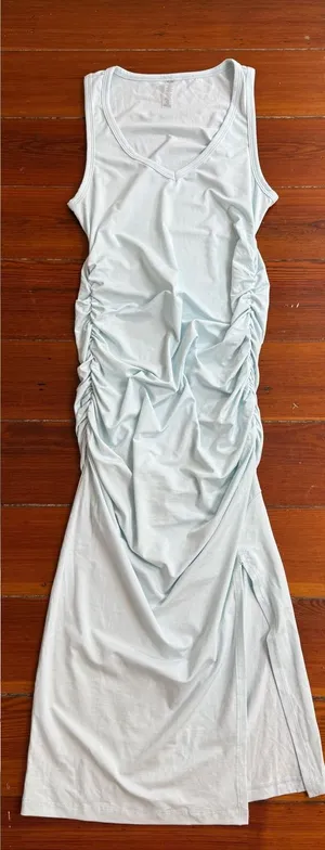 Beyond Yoga Fit The Mood Bodycon Ruched Midi Dress Light Blue Sz S 🧡🍄 thumbnail 1