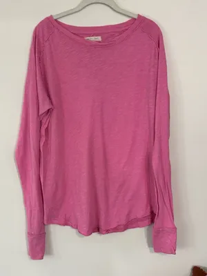 We The Free Long Sleeve T-Shirt Size Small Pink Cotton Distressed thumbnail 1