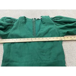 Karlie Emerald V-Neck Ruffle Mini Dress Size S 90% Ramie 10% Cotton 100% Rayón thumbnail 11