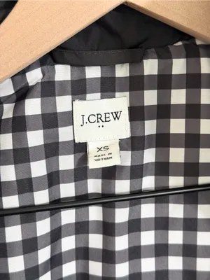 J. Crew Puffer Vest with Snap Pockets, black with gingham lining, size XS thumbnail 3
