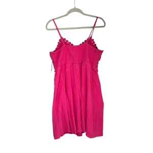 Juniors SO Dress Size L Fuchsia Mini Babydoll Crochet Mixed Media Cami WT thumbnail 4