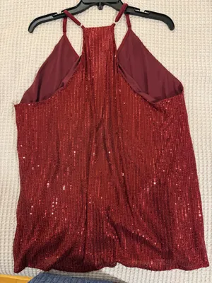 Women’s burgundy sequin top 2XL thumbnail 3