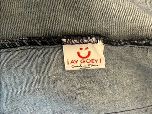 Ay Guey! Embroidered Wearable Art Denim Jacket Mexican Unique Boho SIze M thumbnail 7