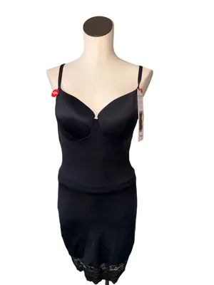 NWT SPANX Lace Underwire Full Slip Dress Very Black #10070R SZ-1X thumbnail 6