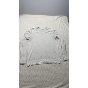 Lululemon Long Sleeve Shirt Light Grey Mesh Pointelle Womens 4544 thumbnail 2