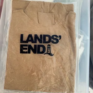 Lands End Relaxed Fit Mock Neck Top Tan Heathered Cotton Long Sleeve L 14-16 thumbnail 4