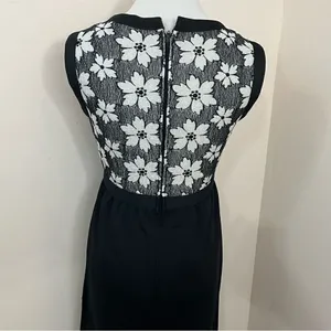 Vintage 70’s Leslie Fay Black and White Floral Maxi Dress S thumbnail 3