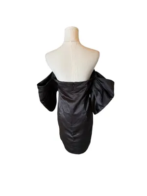 Petal & Pup - Strapless Satin Mini Dress Puff Sleeve Black Sz US 10 / AU 14 thumbnail 5