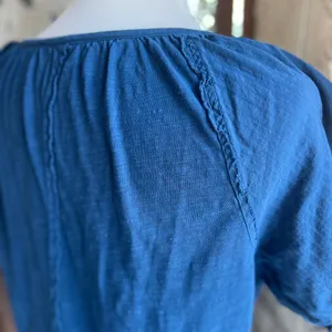 Pilcro by Anthropologie Blue Puff Sleeve Henley thumbnail 7